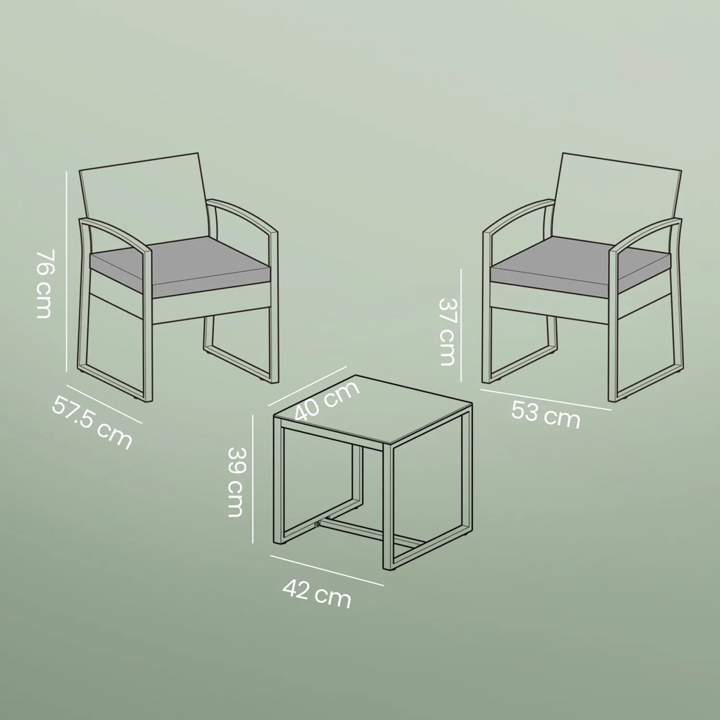 Conjunto de jardim, em polyrattan PE, mobiliário de varanda Preto