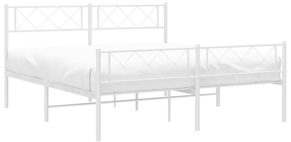 Estrutura de cama com cabeceira e pés 160x200 cm metal branco