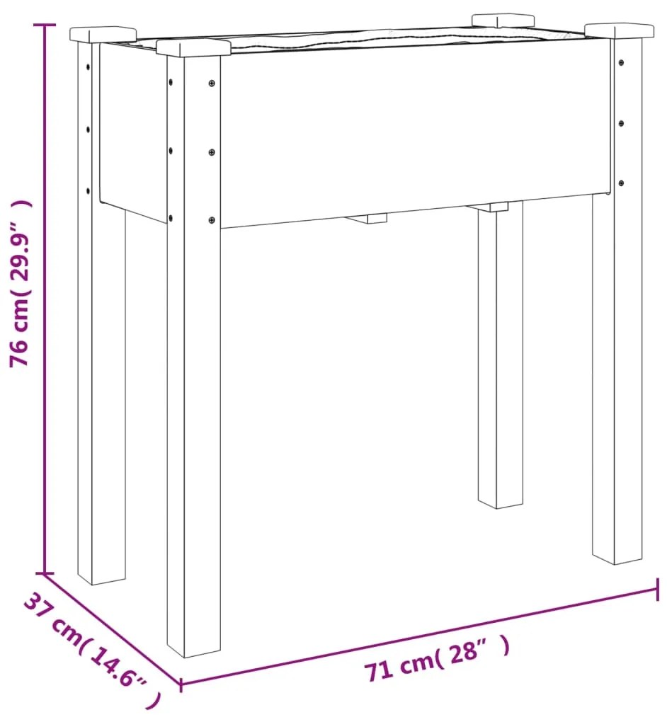 Floreira c/ forro e rodas 71x37x80 cm abeto maciço castanho