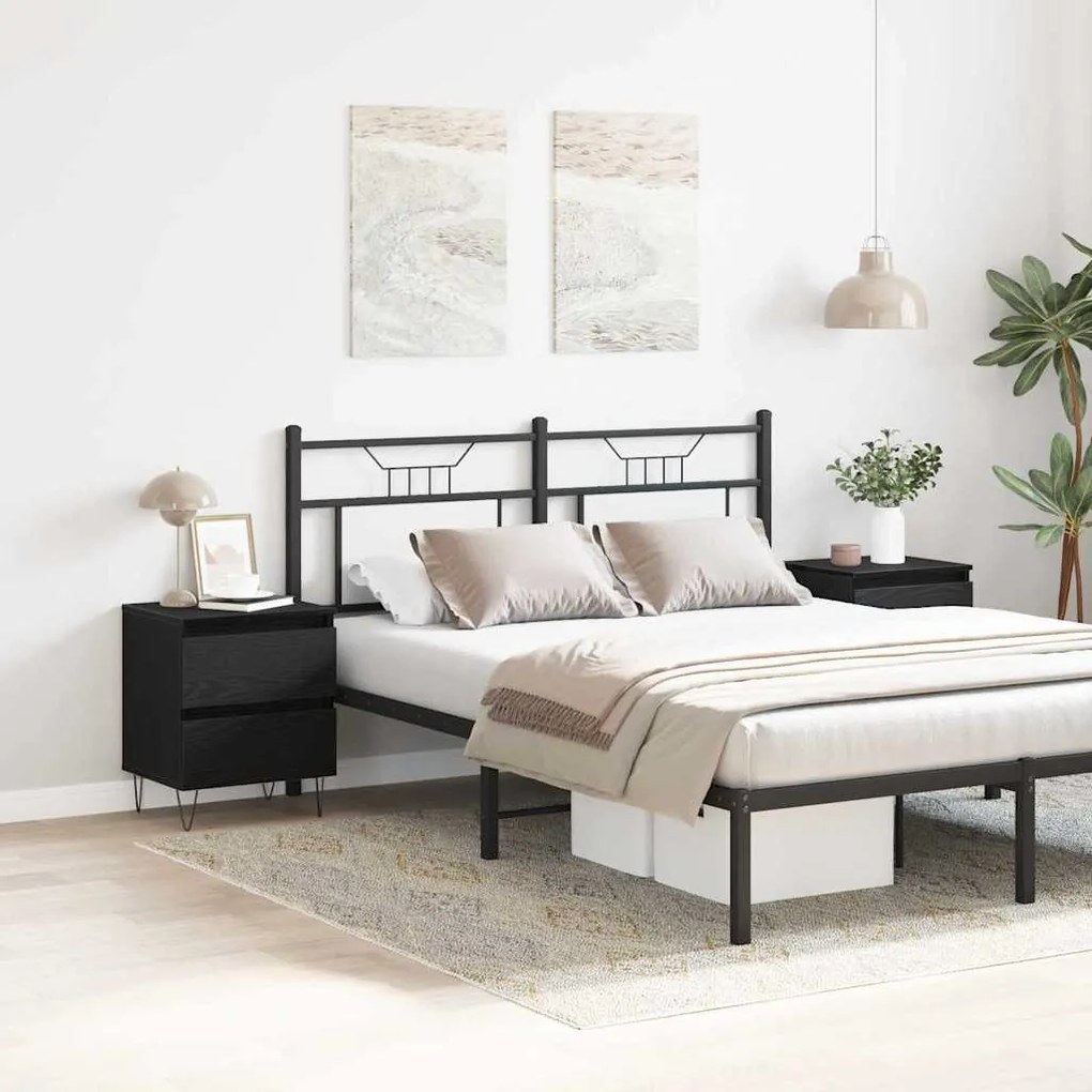Conjunto de Mesas de Cabeceira 2 pcs Carvalho Preto 40x35x50 cm Madeir