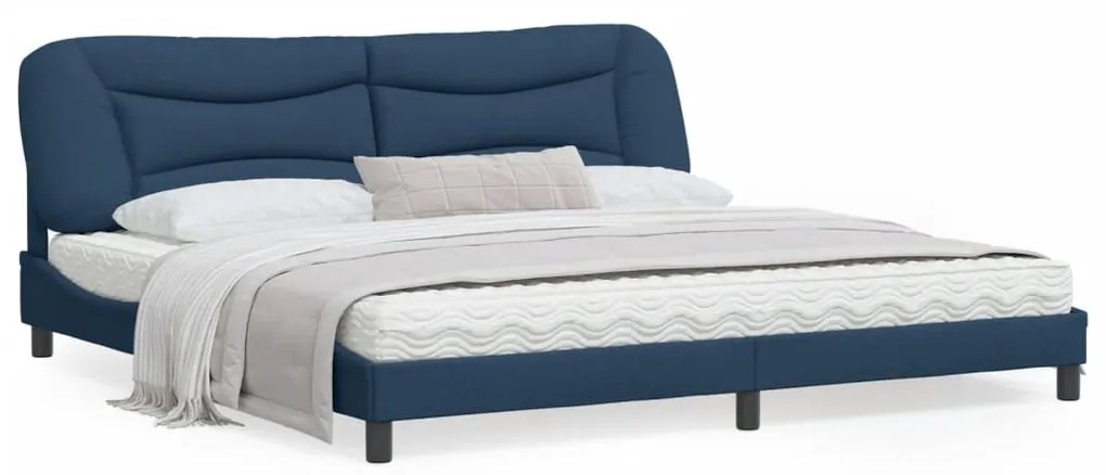 3207799 vidaXL Estrutura de cama com cabeceira 200x200 cm tecido azul