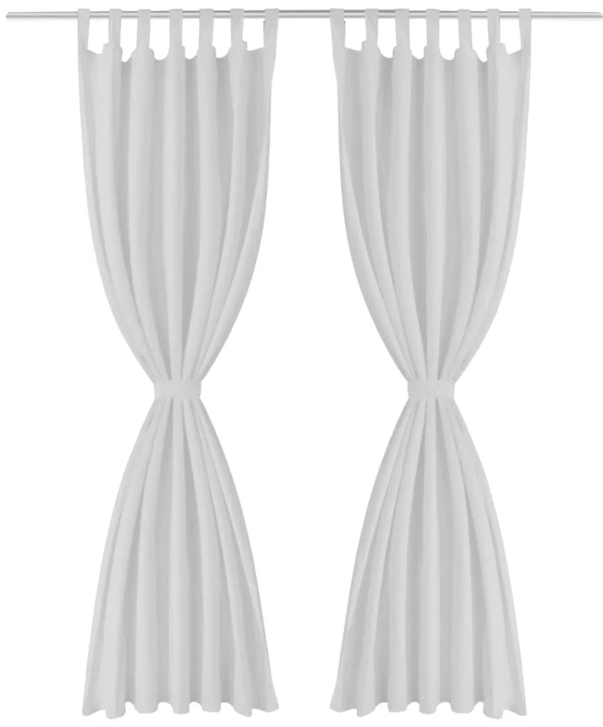 Cortinas de cetim com laços, 2 pcs, branco 140 x 245 cm