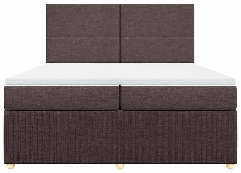 Cama com molas/colchão 200x200 cm tecido castanho-escuro