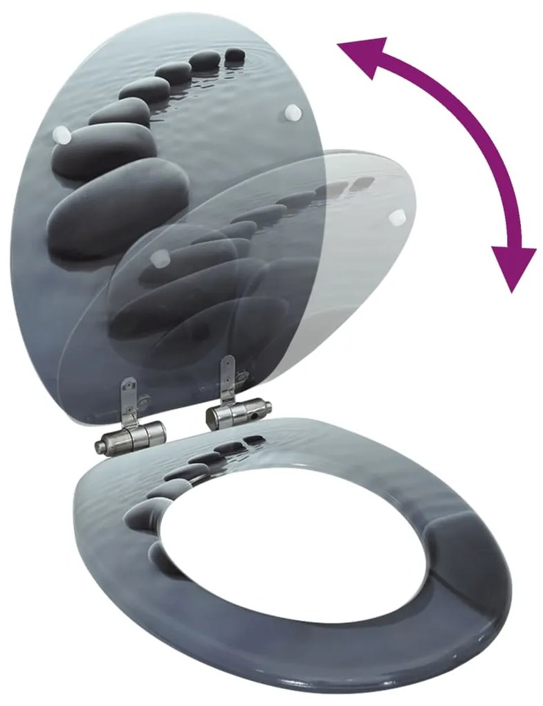 Assento de sanita com tampa de fecho suave MDF design pedras