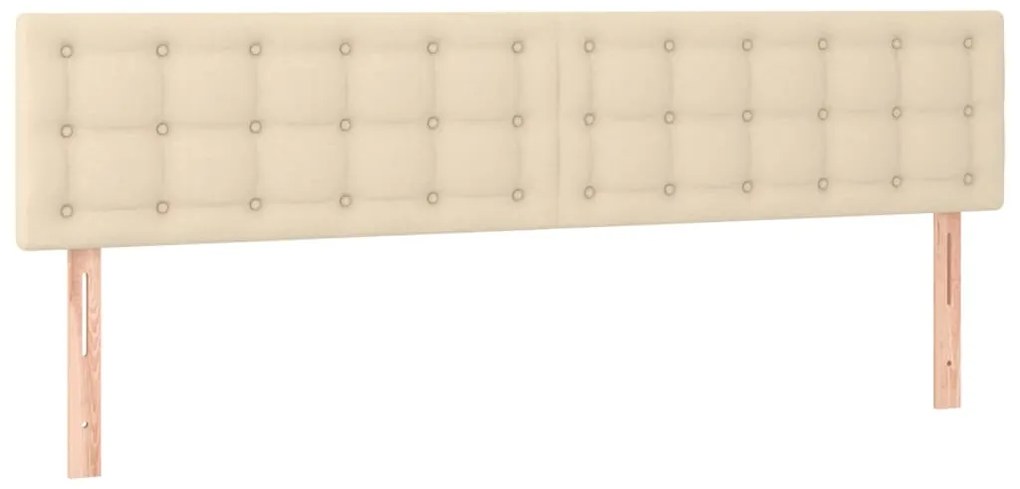 Cabeceira de cama c/ luzes LED tecido 160x5x78/88 cm cor creme