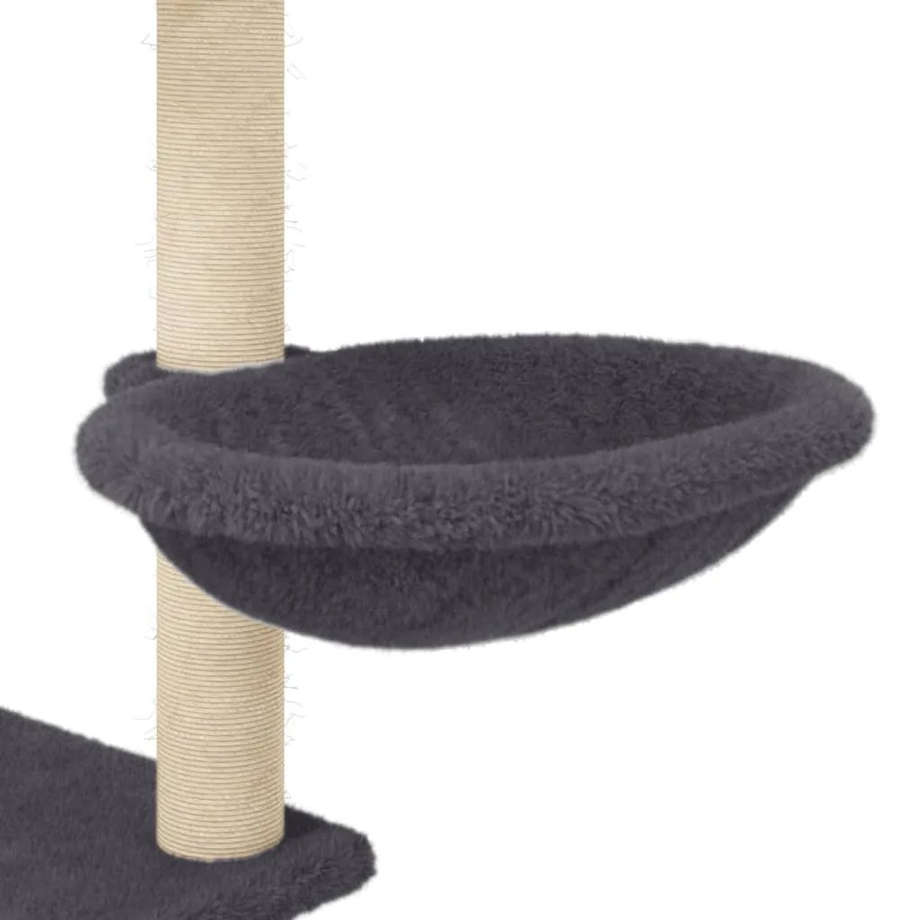 Árvore p/ gatos c/ postes arranhadores sisal 153cm cinza-escuro