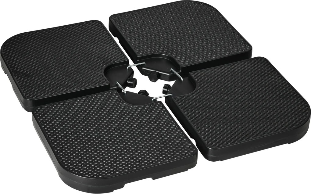 Outsunny Base para Guarda-Sóis de 4 Peças Suporte para Guarda-Sóis de HDPE Recarregável com Água (59 kg) ou Areia (80 kg) para Jardim Preto | Aosom Portugal