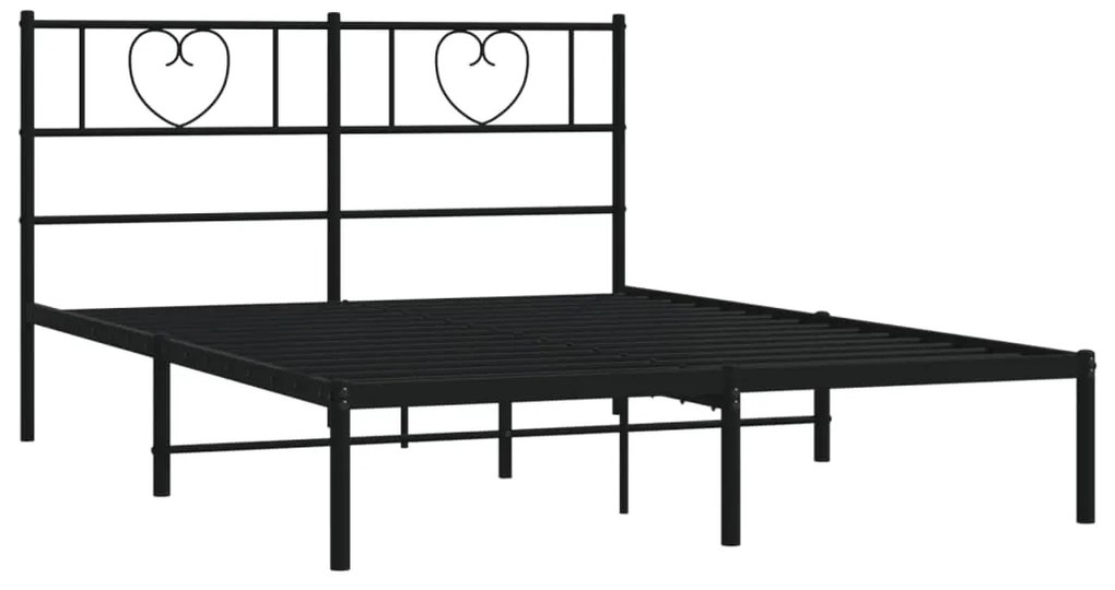 Estrutura de cama com cabeceira 140x200 cm metal preto