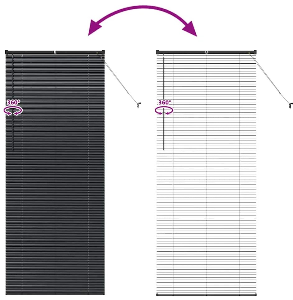Persiana de Janela com cortinas Outros Manual Preto 90 x 220 cm Alumín