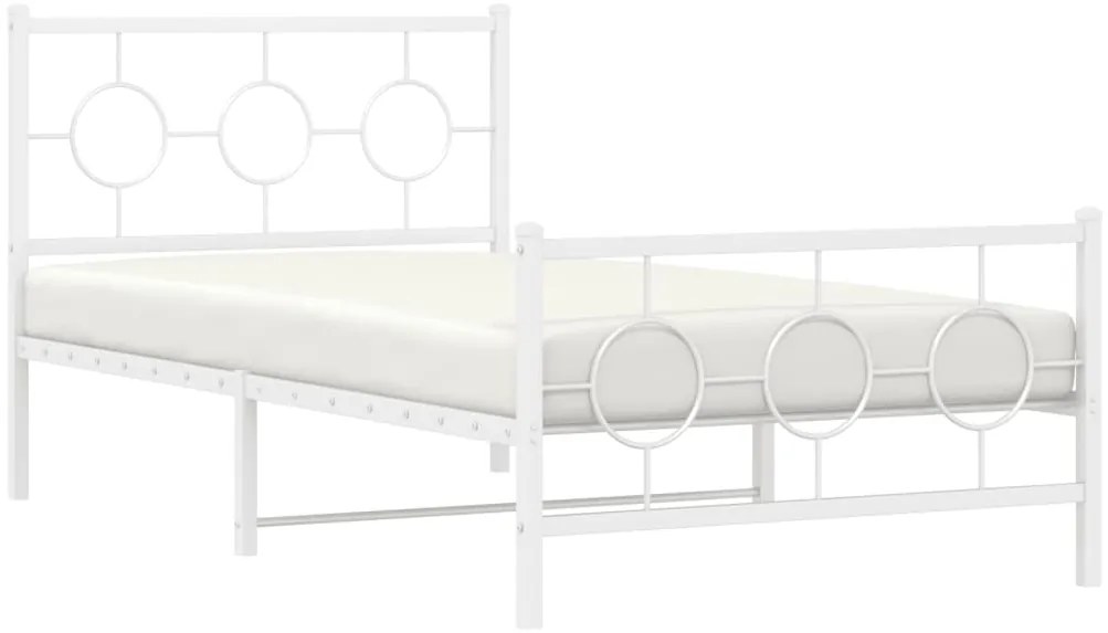Estrutura de cama com cabeceira e pés 100x200 cm metal branco