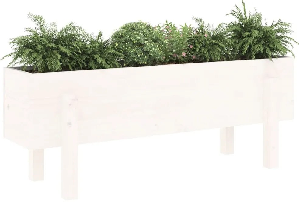 Canteiro elevado de jardim 101x30x38 cm pinho maciço branco