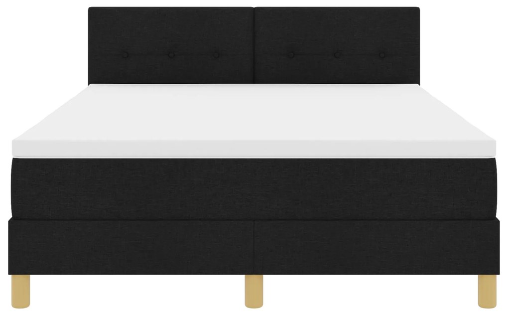 Cama Box Spring com Colchão Preta 140x200 cm Tecido