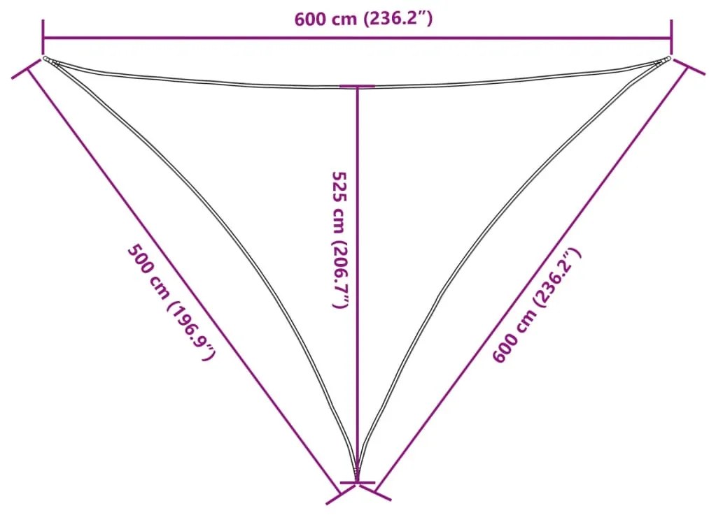 Para-sol estilo vela tecido oxford triangular 5x6x6 m castanho