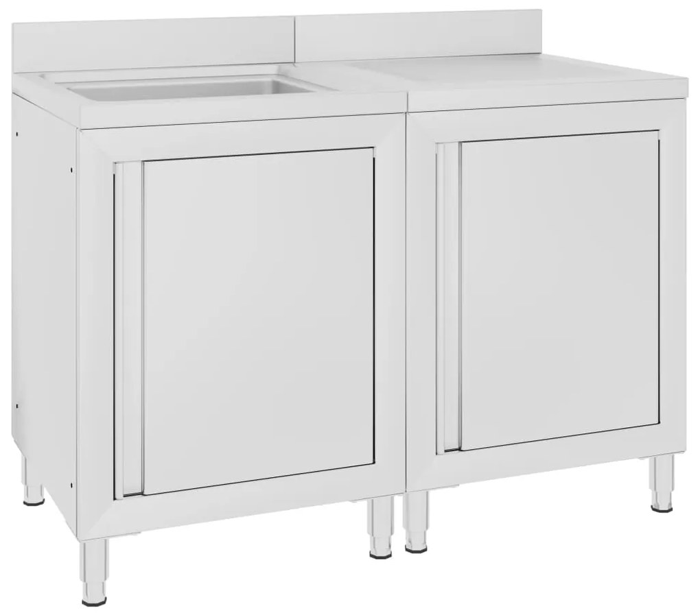 vidaXL Armário c/ lava-louça cozinha comercial 120x60x96cm aço inoxid.