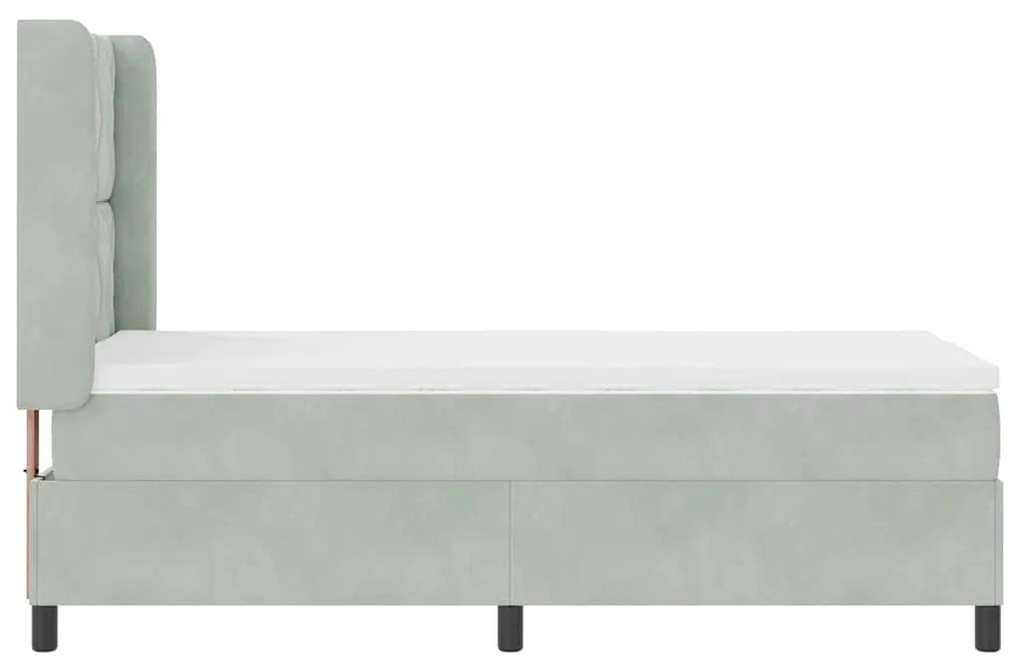 Cama Box com Colchão vidaXL Cinza Claro 90x190 cm Veludo