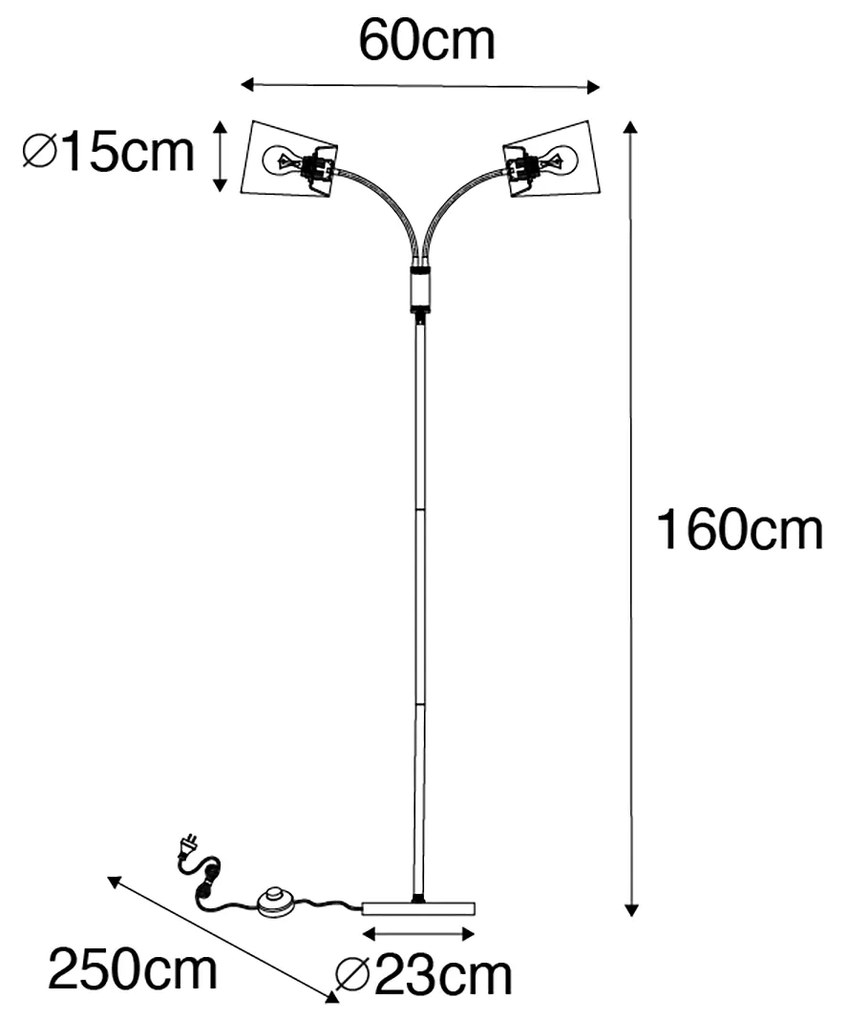 LED Candeeiro de pé inteligente preto com 2 WiFi P45 - Carmen Moderno