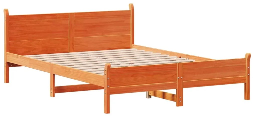 Cama sem colchão 120x200 cm madeira pinho maciça castanho-mel