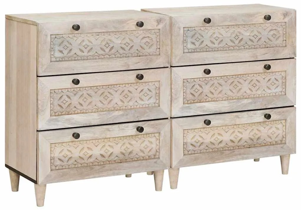 vidaXL Buffet 2 pcs Branco 60 x 33 x 75 cm Madeira de mangueira maciça