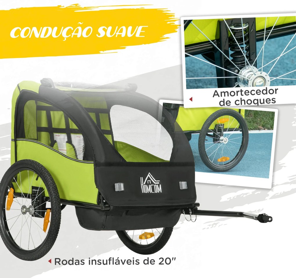 HOMCOM Reboque de Bicicleta para Crianças acima de 18 Meses Reboque de