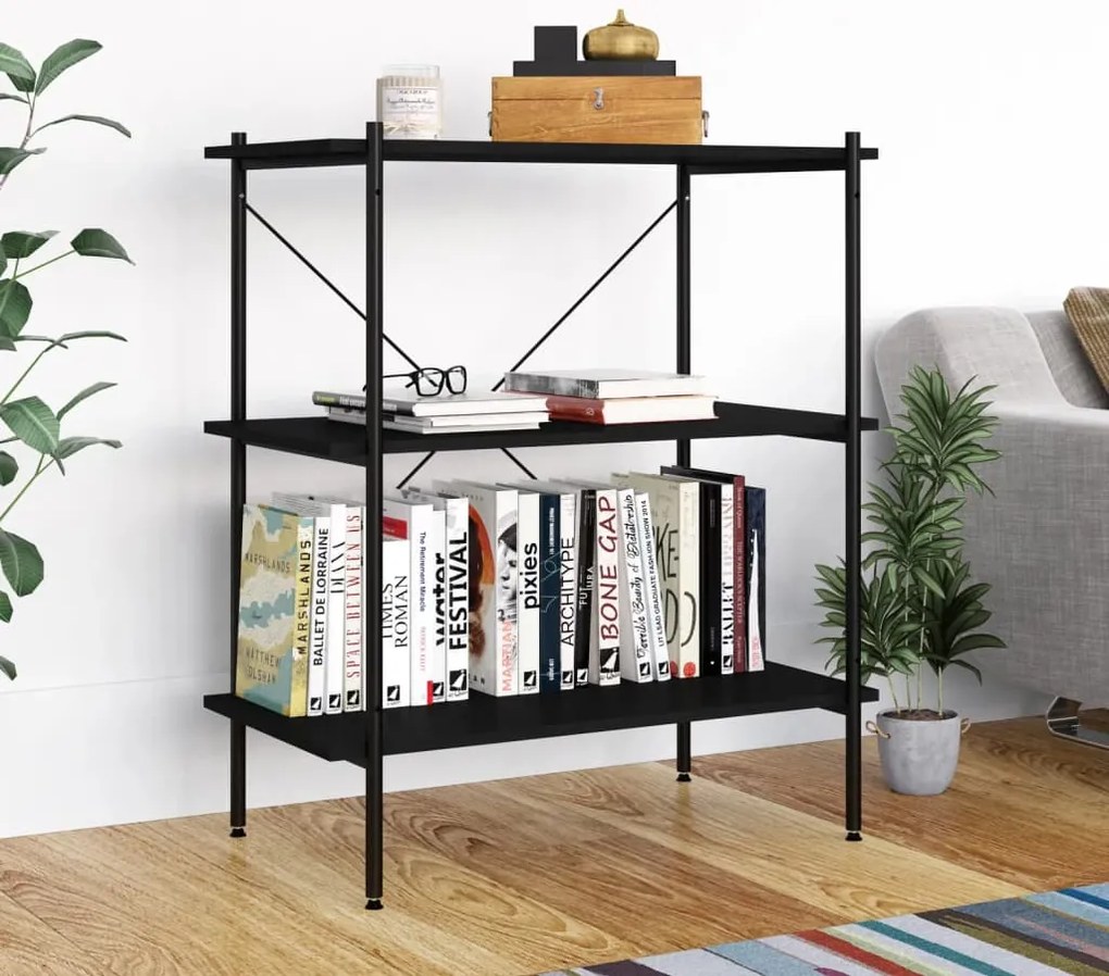 Unidade com 3 prateleiras 80x40x92 cm preto