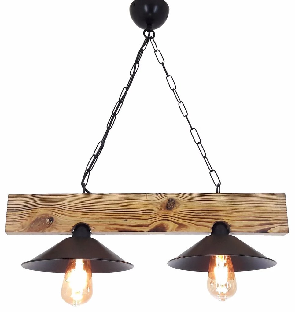 Candeeiro de Teto Hepsi – Nogueira e Preto – 60 x 22 x 65 cm