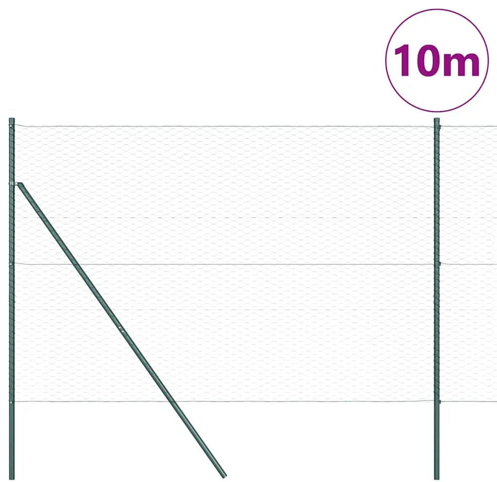 Cerca Hexagonal vidaXL Verde 1,6x10 m Aço