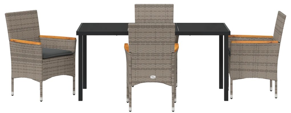 Conjunto de Jantar para Jardim de 5 Peças com Almofadas Rattan Poliést