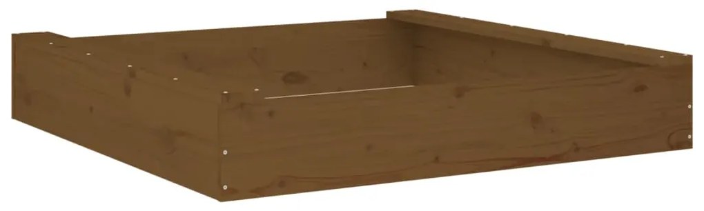 Caixa de areia quadrada com assentos pinho maciço castanho-mel