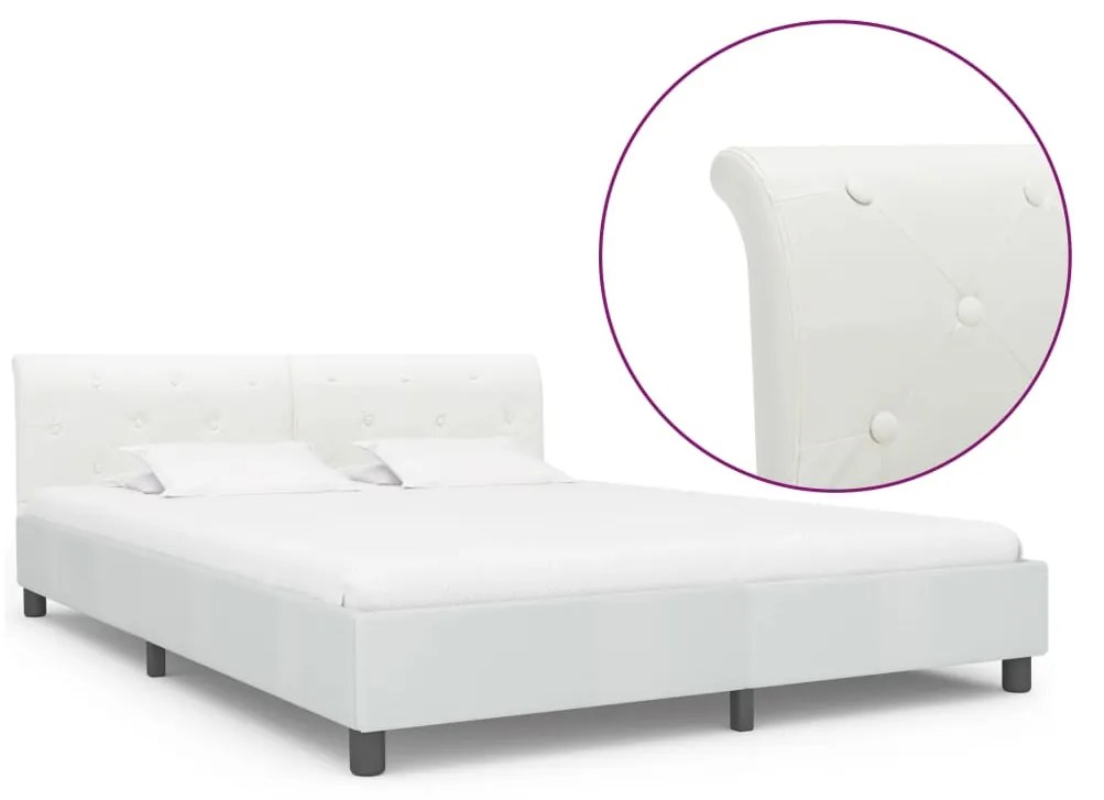 vidaXL Estrutura de cama 180x200 cm couro artificial branco