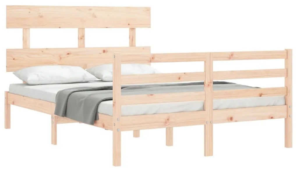 Estrutura de cama com cabeceira 140x200 cm madeira maciça