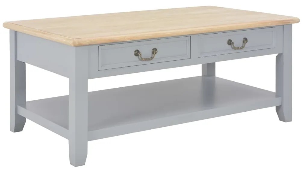 vidaXL Mesa de centro 100x50x41,5 cm madeira paulownia maciça cinzento