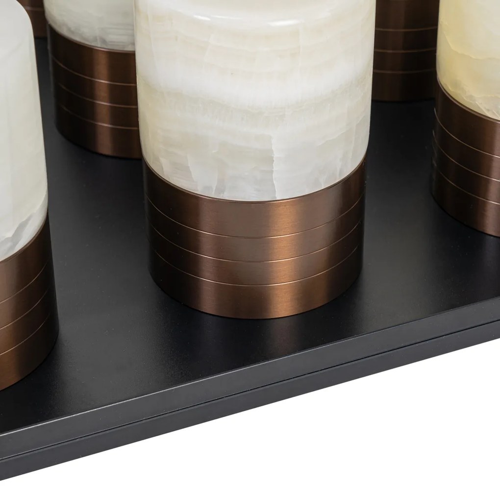 Conjunto de 12 Candeeiros de Mesa Bronze Escuro RGBW Recarregáveis Com Estação de Carregamento Incluída - Alessia