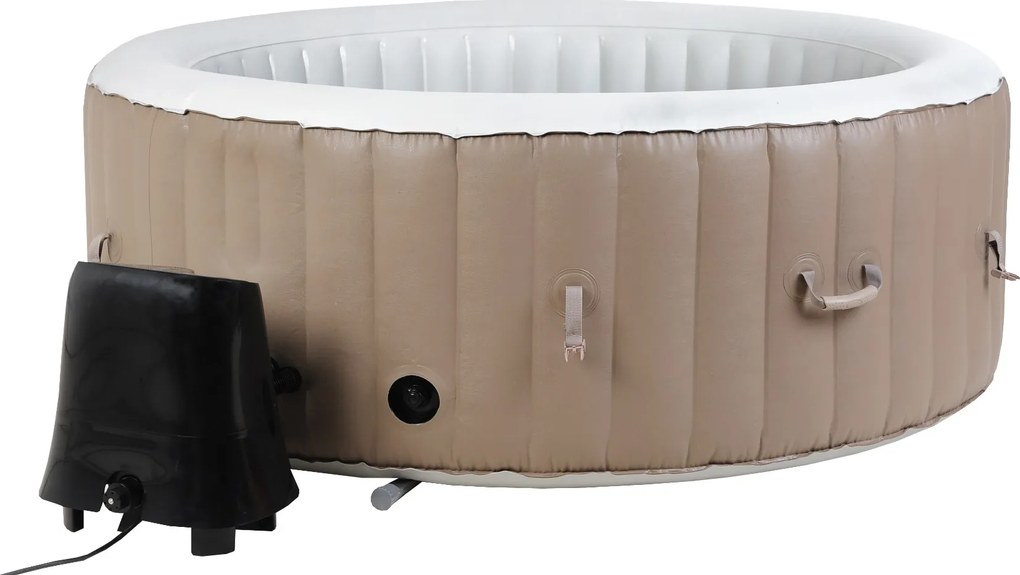 Spa insuflável portátil para 4 Pessoas com bolhas, banheira de hidromassagem, jacuzzi, castanho e branco