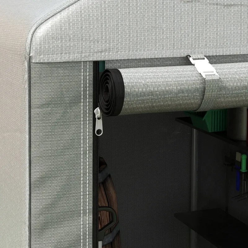 Abrigo para Ferramentas Bicicletas e Motos 1,2x1,79x1,65 m Garagem Portátil Cinza Claro