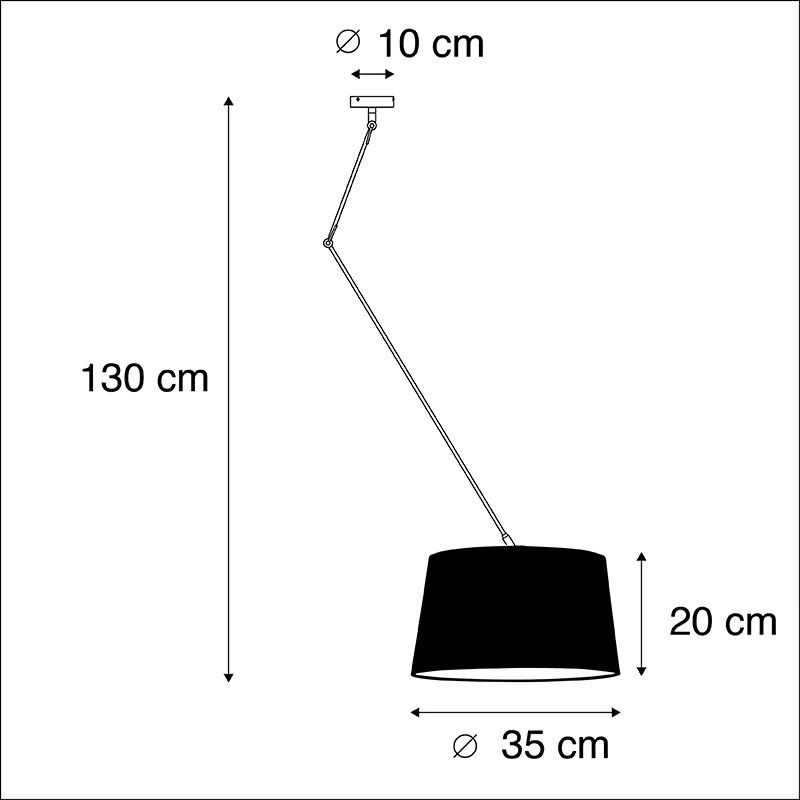 Candeeiro de suspensão em aço com cúpula em linho bege 35 cm - Blitz Country / Rústico
