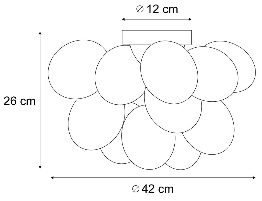 Candeeiro de Teto Design Latão com Vidro Arco-Íris 4 Luzes - Uvas Design