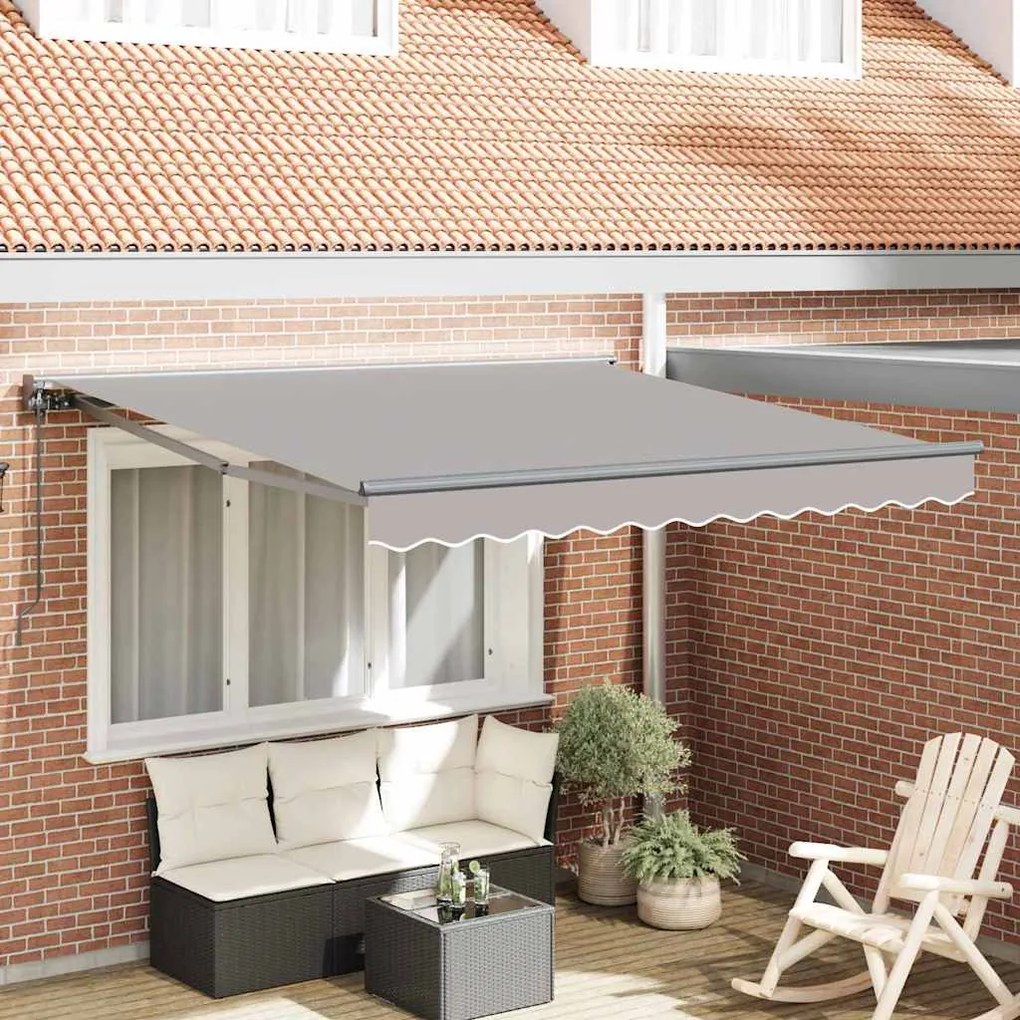 vidaXL Toldo Retrátil Cinzento-claro 350 x 250 cm Poliéster e Metal