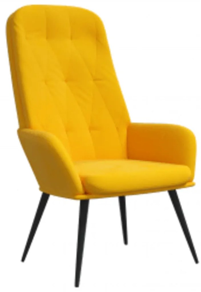 Cadeira de descanso com banco p/ pés veludo amarelo mostarda