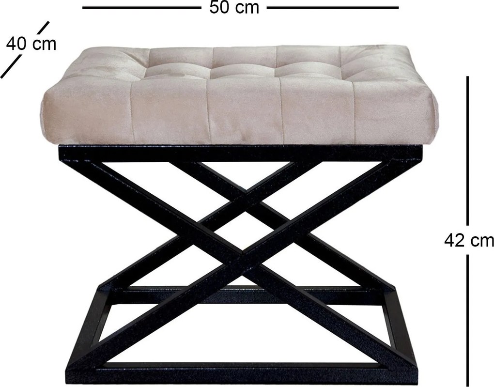Pouffe Capraz – Preto e Creme – 50x42x40 cm