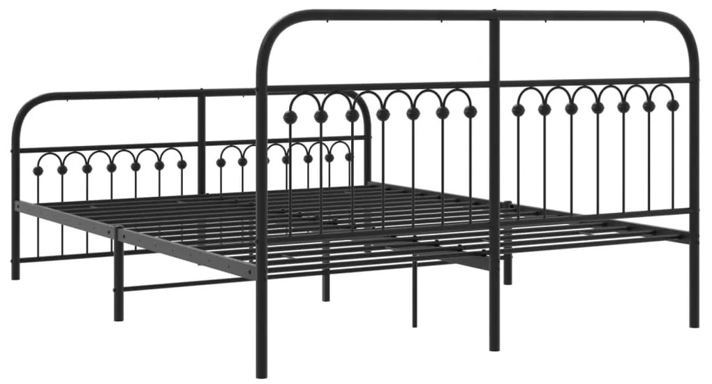 Estrutura de cama com cabeceira e pés 150x200 cm metal preto