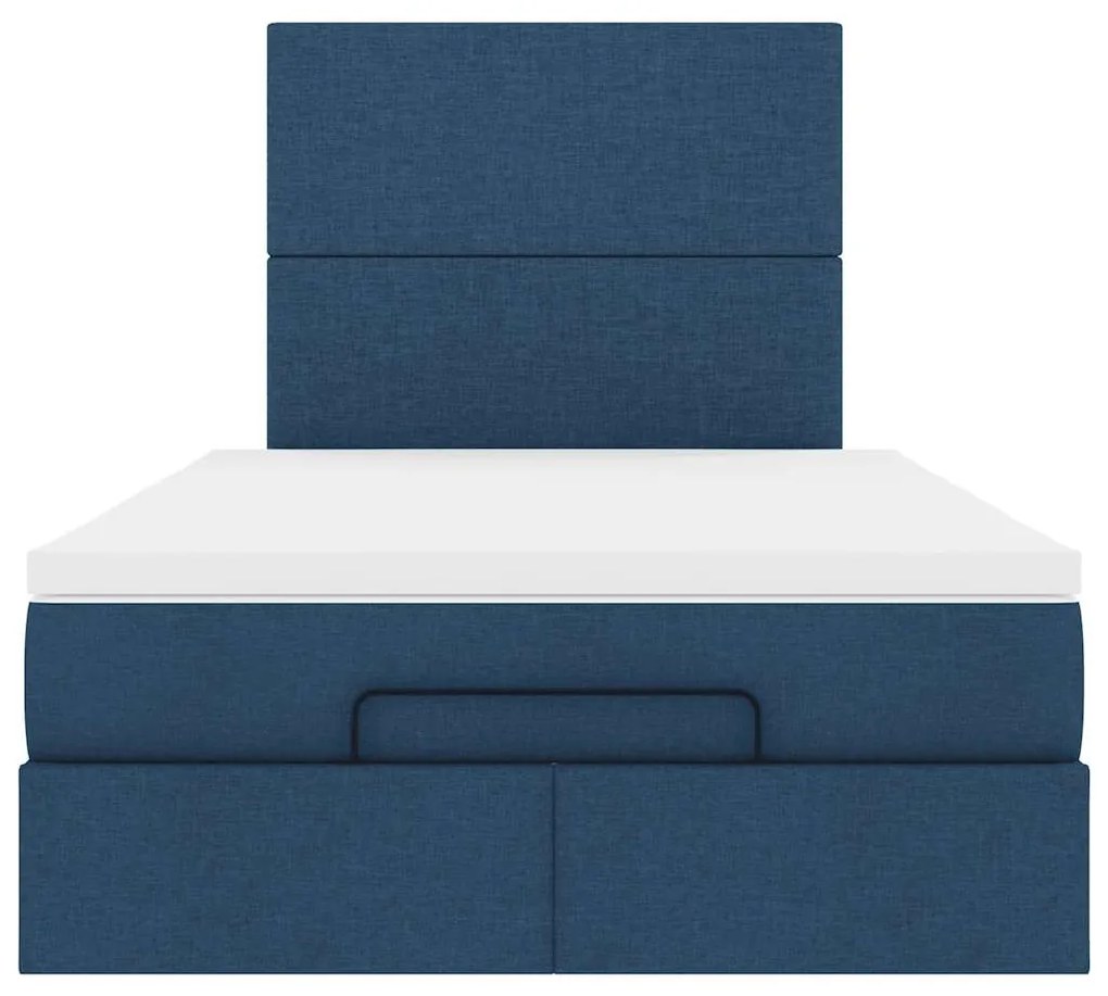 Estrutura de cama otomana com colchão 120x200 cm tecido azul