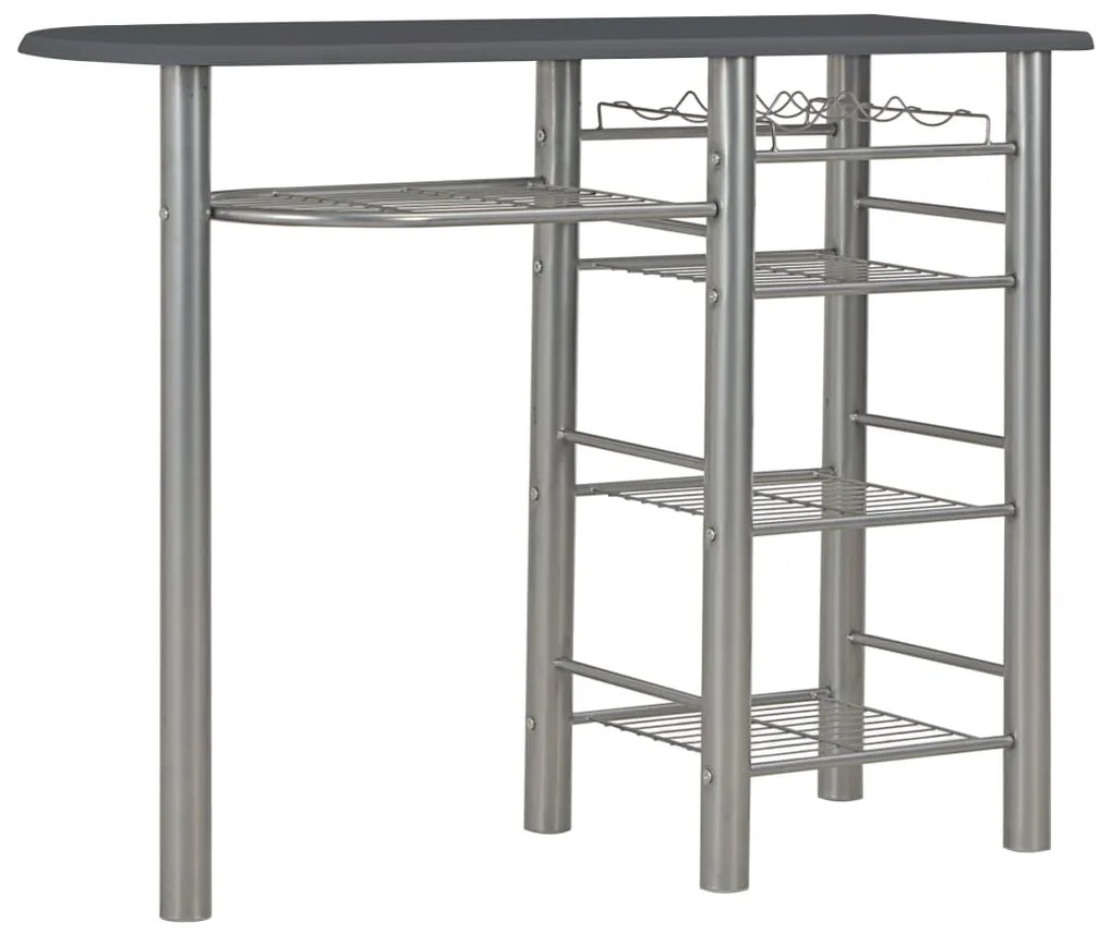 3 pcs conjunto de bar com prateleiras madeira e aço preto