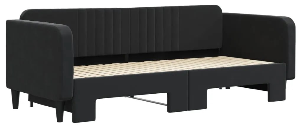 Sofá-cama com gavetão 90x200 cm veludo preto