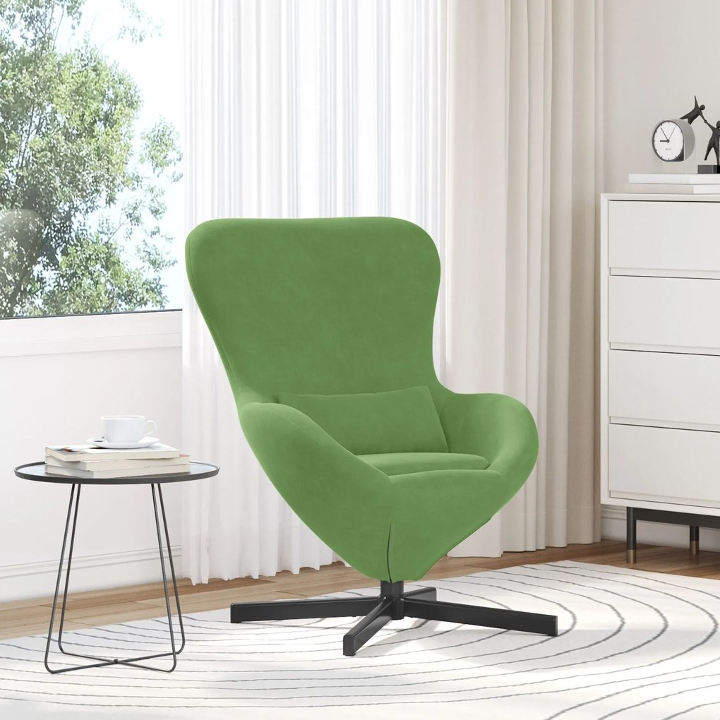 Poltrona Egg VidaXL Verde Claro Veludo