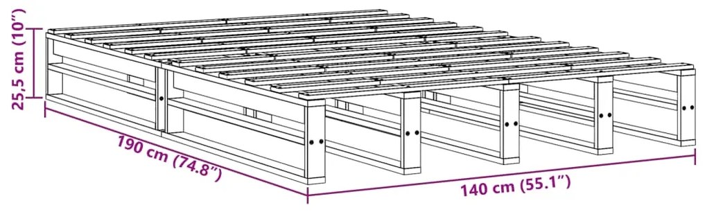 Cama sem colchão 140x190 cm pinho maciço castanho-mel