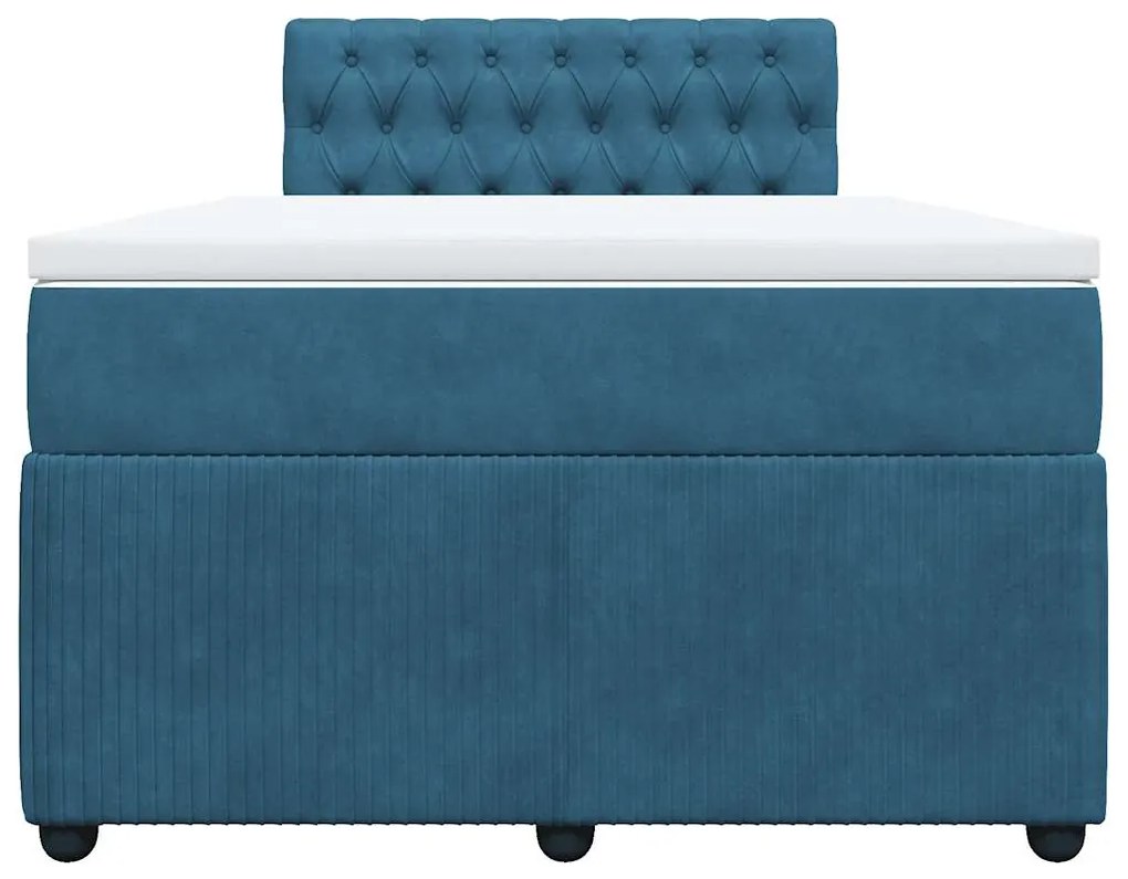 Cama boxspring com colchão 120x200 cm veludo azul