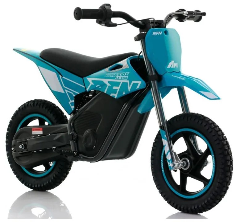 Mini moto eléctrica velocidade até 13 Km/h C/Limitador  RFN Warrior SX-E150 150W 12” Azul Celeste