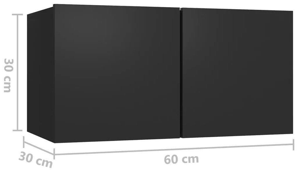 Conjunto de 5 Móveis de Parede de TV Faial S - Preto - Design Moderno