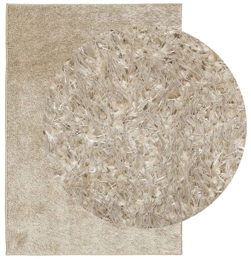 Tapete de pelo alto com aspeto brilhante ISTAN 140x200 cm bege