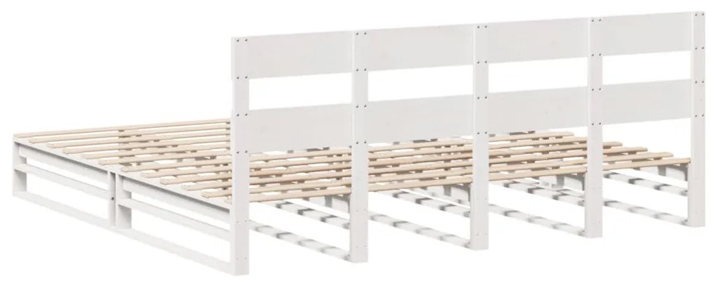 Cama sem colchão 200x200 cm madeira de pinho maciça branco